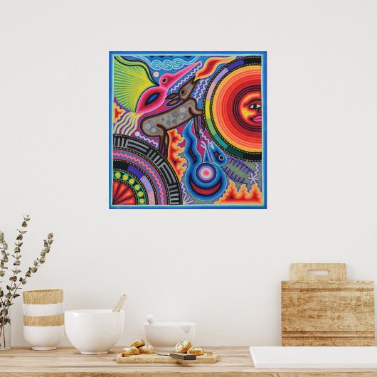 Oaxaca Mexico Maya Tribal Art Boho Reisen Poster (Küche)