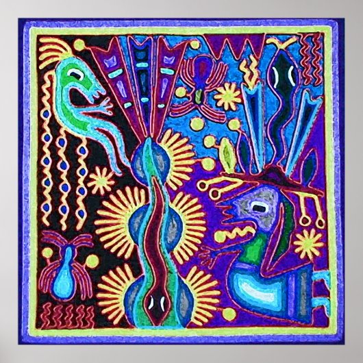 Oaxaca Mexico Maya Tribal Art Boho Reisen Poster (Vorne)