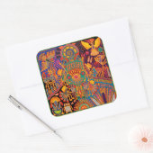 Oaxaca Mexico Maya Tribal Art Boho Reisen Quadratischer Aufkleber (Umschlag)