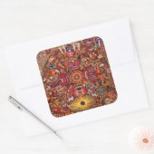 Oaxaca Mexico Maya Tribal Art Boho Reisen Quadratischer Aufkleber (Umschlag)