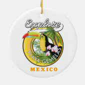 Oaxaca Mexico Reiselogo Keramik Ornament (Hinten)