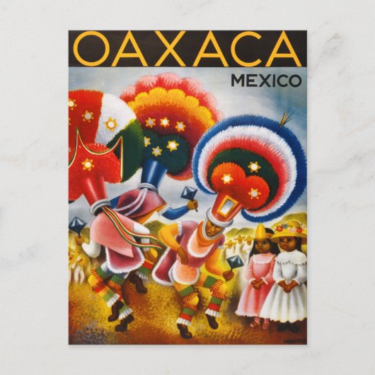 Oaxaca Mexico Vintage Travel Poster Zurück Postkarte (Vorderseite)