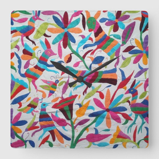 Oaxaca Mexikanisch Mayan Hispanic Ethnic Boho Quadratische Wanduhr (Vorderseite)