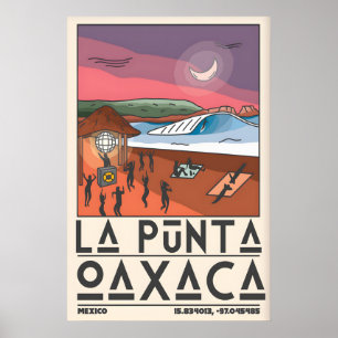 Oaxaca Surf Poster Lila Rosa Himmel - Halbmond