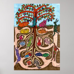 Oaxacan Bunny Tree of Life Poster