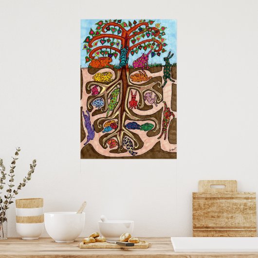 Oaxacan Bunny Tree of Life Poster (Küche)