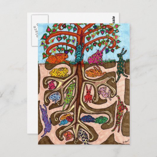Oaxacan Bunny Tree of Life Postkarte (Vorne/Hinten)