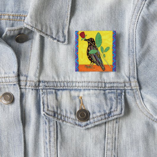 Oaxacan Crow mit Rote Rose Button (Beispiel)