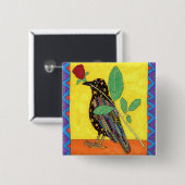 Oaxacan Crow mit Rote Rose Button (Vorne & Hinten)