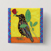 Oaxacan Crow mit Rote Rose Button (Vorderseite)