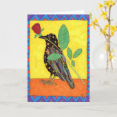 Oaxacan Crow mit Rote Rose Karte (Gelbe Blume)