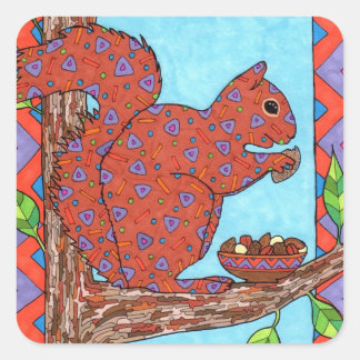 Oaxacan-Eichhörnchen mit gemischten Schalenfrüchte Quadratischer Aufkleber