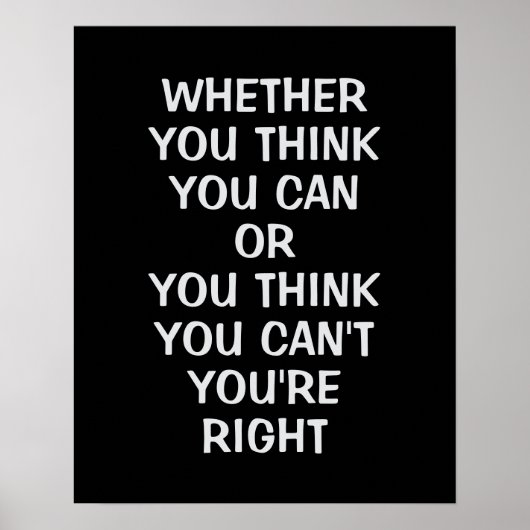 Ob du denkst, du kannst oder denkst, du kannst nic poster (Vorne)