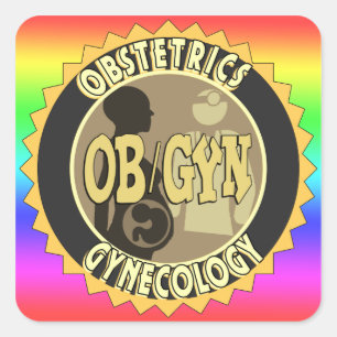OB/GYN-ABZEICHEN - DOKTORLOGIE QUADRATISCHER AUFKLEBER