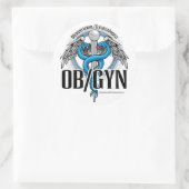 OB/GYN Blue Caduceus Runder Aufkleber (Tasche)