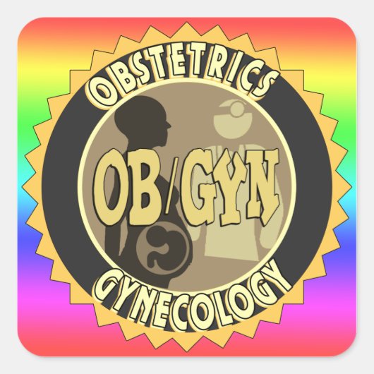 OB/GYN-DOKTOR-LOGO QUADRATISCHER AUFKLEBER (Vorderseite)