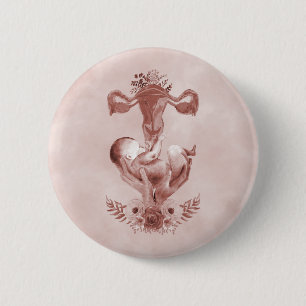 Ob/Gyn Midfrau Floral Kindgeburt Cervix Ovarien Button