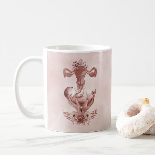 Ob/Gyn Midfrau Floral Kindgeburt Cervix Ovarien Kaffeetasse (Mit Donut)