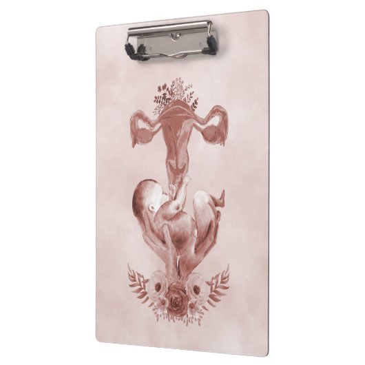 Ob/Gyn Midfrau Floral Kindgeburt Cervix Ovarien Klemmbrett (Links)