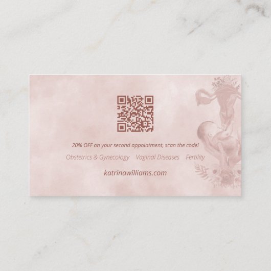 OB/GYN Moderne florale Medizin-Visitenkarte Visitenkarte (Rückseite)