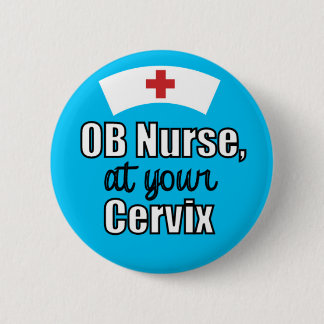 OB Krankenschwester an Ihrem Hals hellblau Button