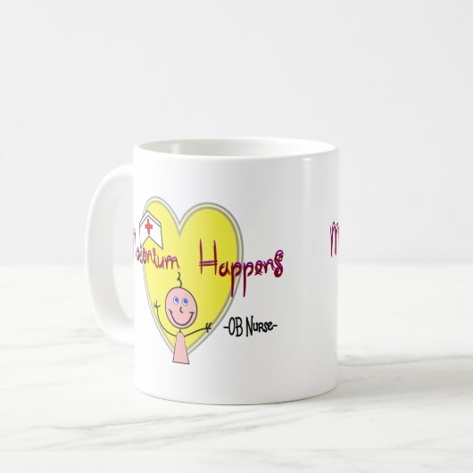 OB Krankenschwester "Meconium geschieht" Kaffeetasse (Vorderseite Links)