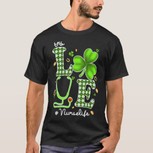 Ob Nurse St Patricks Day Liebe Stethoscope Rn Nurs T-Shirt