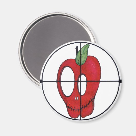 OBA-Magnet, Ziel des roten Apfelschädels Magnet (Vorderseite/Rückseite)