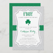 O'Baby Lucky Charm Kleeblatt Babydusche Einladung (Vorne/Hinten)