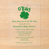O'Baby St Patrick's Day Baby Shower Acryleinladungen (Vorderseite)
