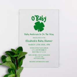 O'Baby St Patrick's Day Baby Shower Acryleinladungen