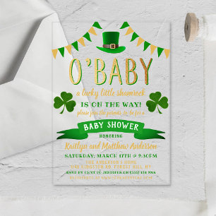 O'Baby St. Patrick's Day Baby Shower Acryleinladungen