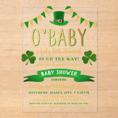 O'Baby St. Patrick's Day Baby Shower Acryleinladungen (Vorderseite)