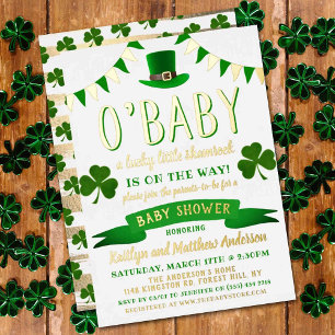 O'Baby St. Patrick's Day Baby Shower Echt Folieneinladung