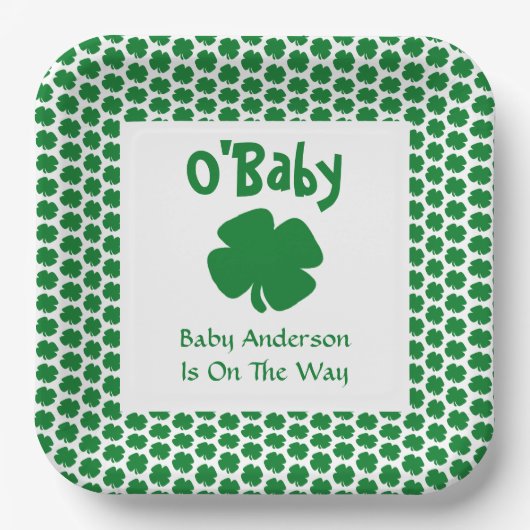 O'Baby St Patrick's Day Baby Shower Paper Teller (Vorderseite)