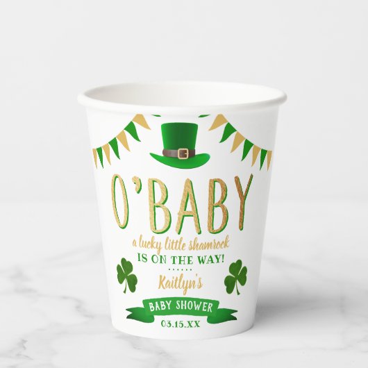 O'Baby St. Patrick's Day Baby Shower Pappbecher (Vorderseite)