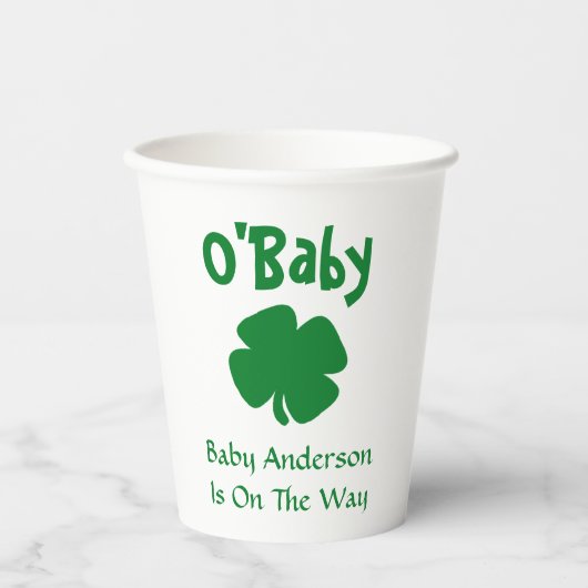 O'Baby St Patrick's Day Baby Shower Pappbecher (Vorderseite)