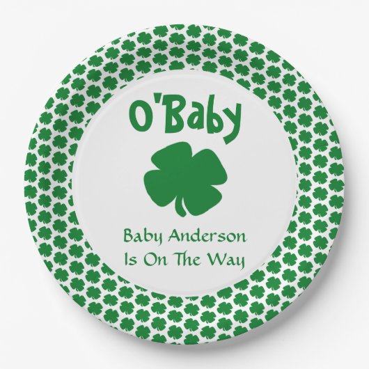 O'Baby St Patrick's Day Baby Shower Pappteller (Vorderseite)