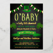 O'Baby St. Patrick's Day Baby Shower Real Folieneinladung (Vorderseite)