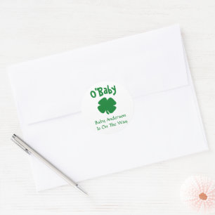 O'Baby St Patrick's Day Baby Shower Runder Aufkleber