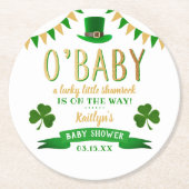 O'Baby St. Patrick's Day Baby Shower Runder Pappuntersetzer (Vorderseite)