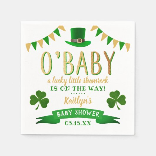 O'Baby St. Patrick's Day Baby Shower Serviette (Vorderseite)