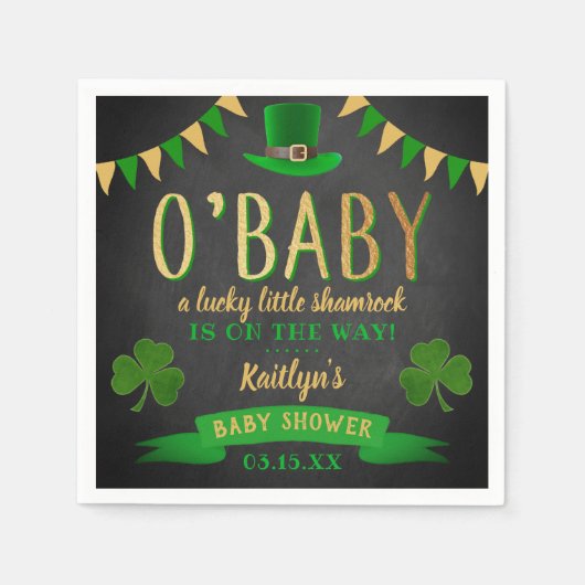 O'Baby St. Patrick's Day Baby Shower Serviette (Vorderseite)