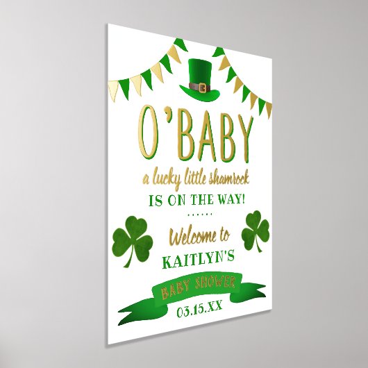 O'Baby St. Patrick's Day Baby Shower Willkommen Foliendrucke (Ablage )