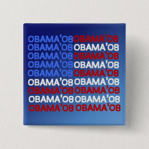 OBAMA; 08 FLAGGE quadratischer Knopf Button