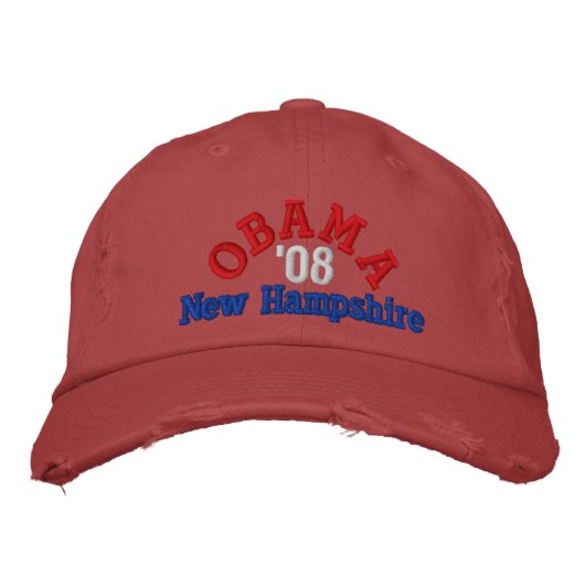 Obama '08 New Hampshire Hat Bestickte Kappe (Vorderseite)