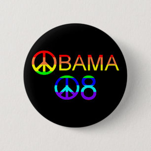 Obama 08 Rainbow Peace Sign Buttons