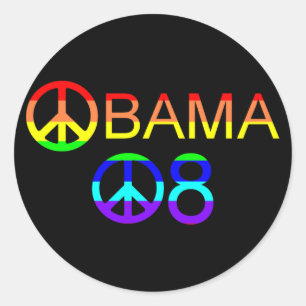 Obama 08 Rainbow Peace Sign Stickers