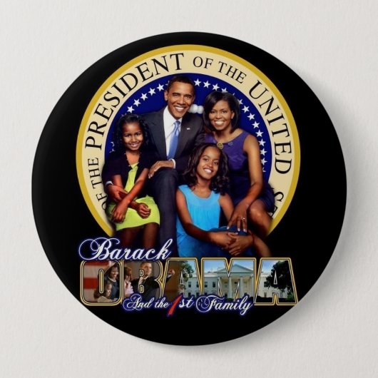 OBAMA-1ST Familie-Runder Knopf Button (Vorderseite)