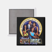 OBAMA-1ST FAMILY-Square Magnet (Vorderseite/Rückseite)